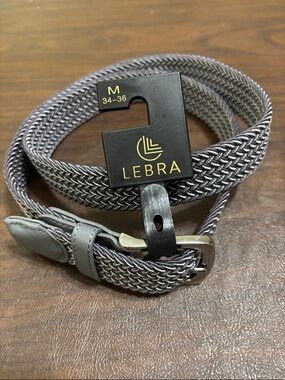 LEBRA Men's Braided Stretch Belt in Gray